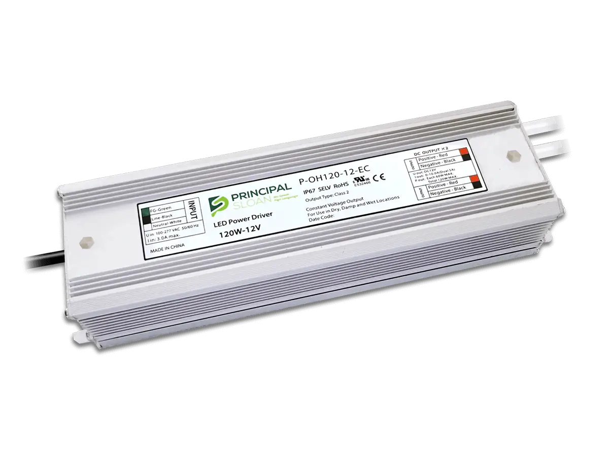 Principal Sloan Energizer 120W 12VDC IP67 aluminum LED power supply.