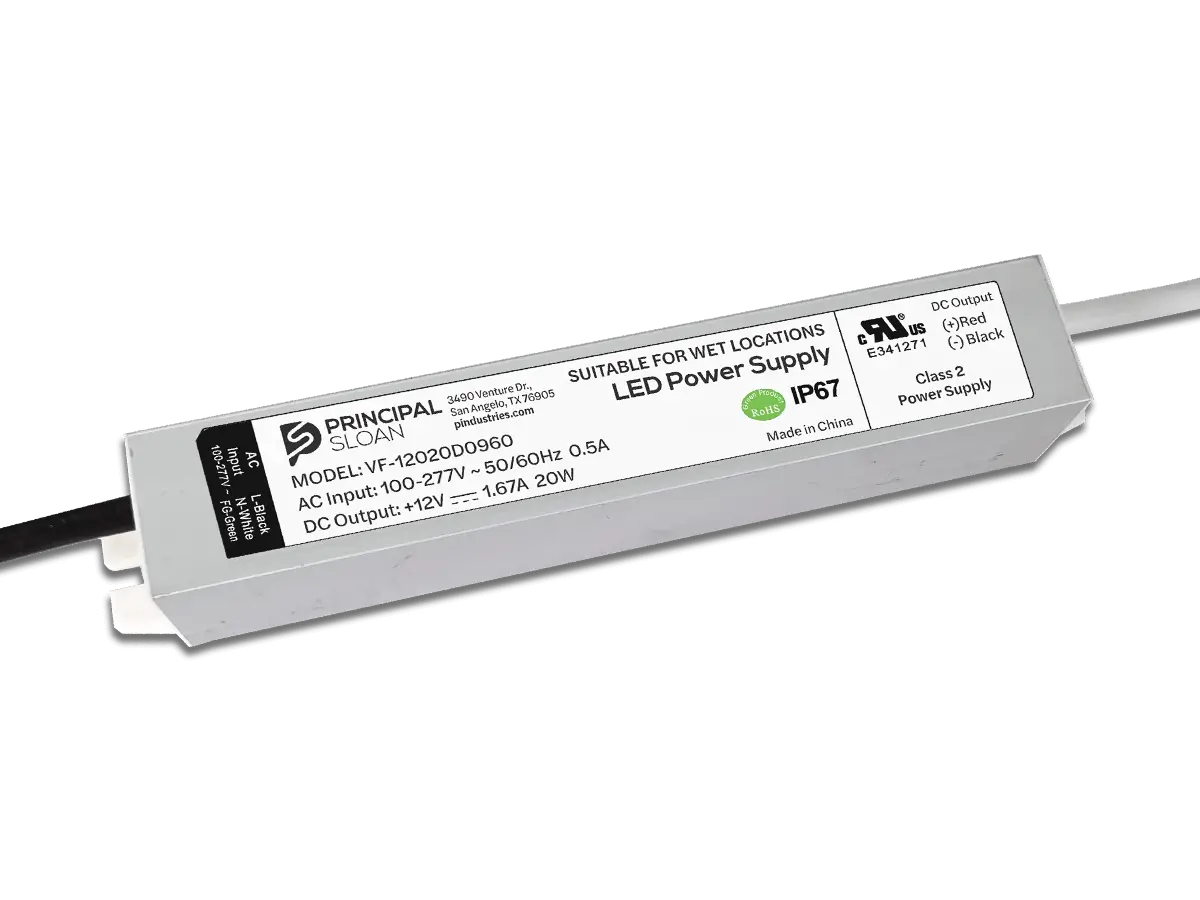 Principal Sloan Energizer 20W 12VDC IP67 LED power supply.