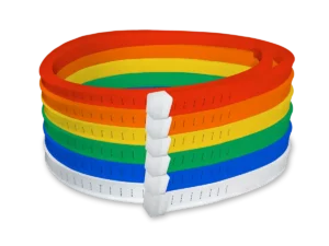 Coiled FlexiBRITE Side-Bend Gen 2 LED tubing in white, blue, green, yellow, orange, and red.