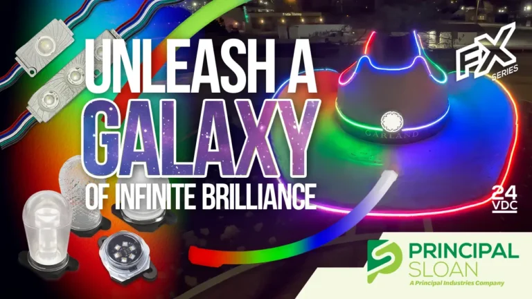 Principal Sloan FX Series video thumbnail featuring color-changing LED modules and illuminated tubing.