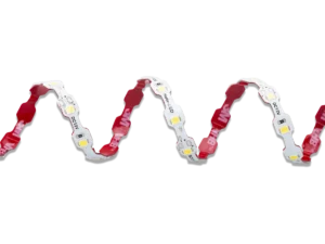 Hellbender 12VDC flexible LED strip bent into a repeating wave pattern.