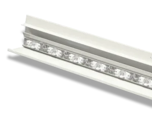 IllumiWrap LED modules installed inside a white metal lighting profile.