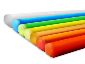 LEDStripe 24V linear lighting shown illuminated in white, blue, green, yellow, orange, and red.