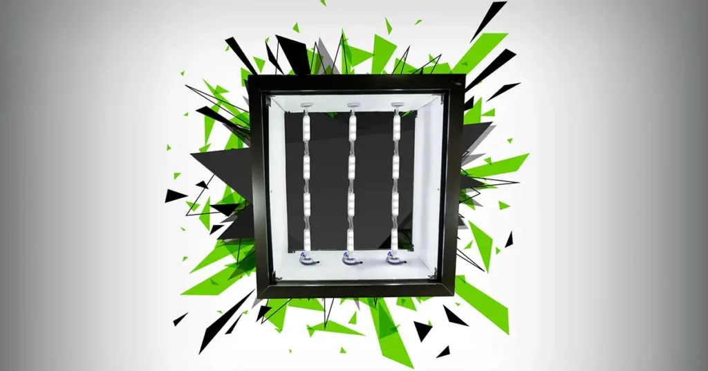LED modules installed inside a square sign cabinet.