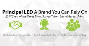 Principal LED recognized for price, service, value, quality, availability, and industry recommendations in the 2017 BrandSurvey.