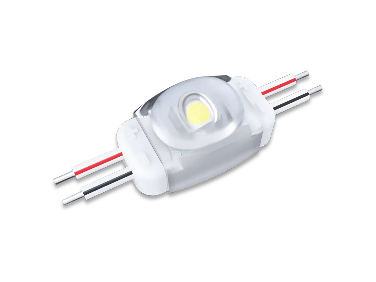 NRG Mini 1 single-lens LED sign module with connecting wires.