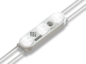 Prism Enlighten three-lens LED sign module with connecting wires.