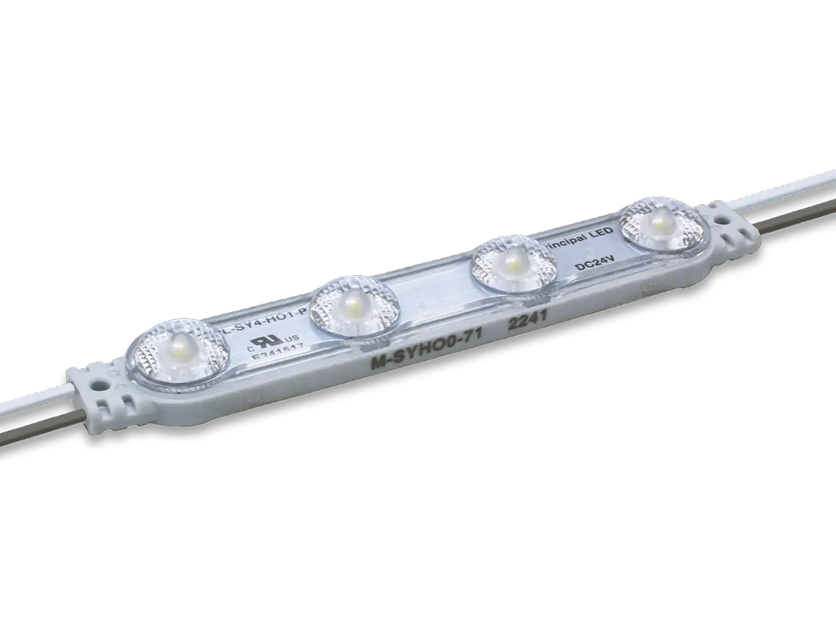 Prism Synergy Mods Gen 1 HO four-lens LED module with connecting wires.